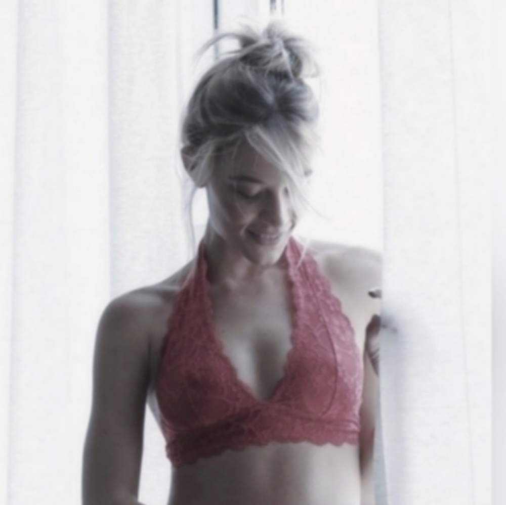 FREE PEOPLE Galloon Lace Halter Bra S NWOT